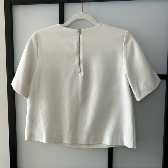[6] H&M White Structured Short Sleeve Crop Top W/ Silver Jewel Embellishments - Picture 8 of 13